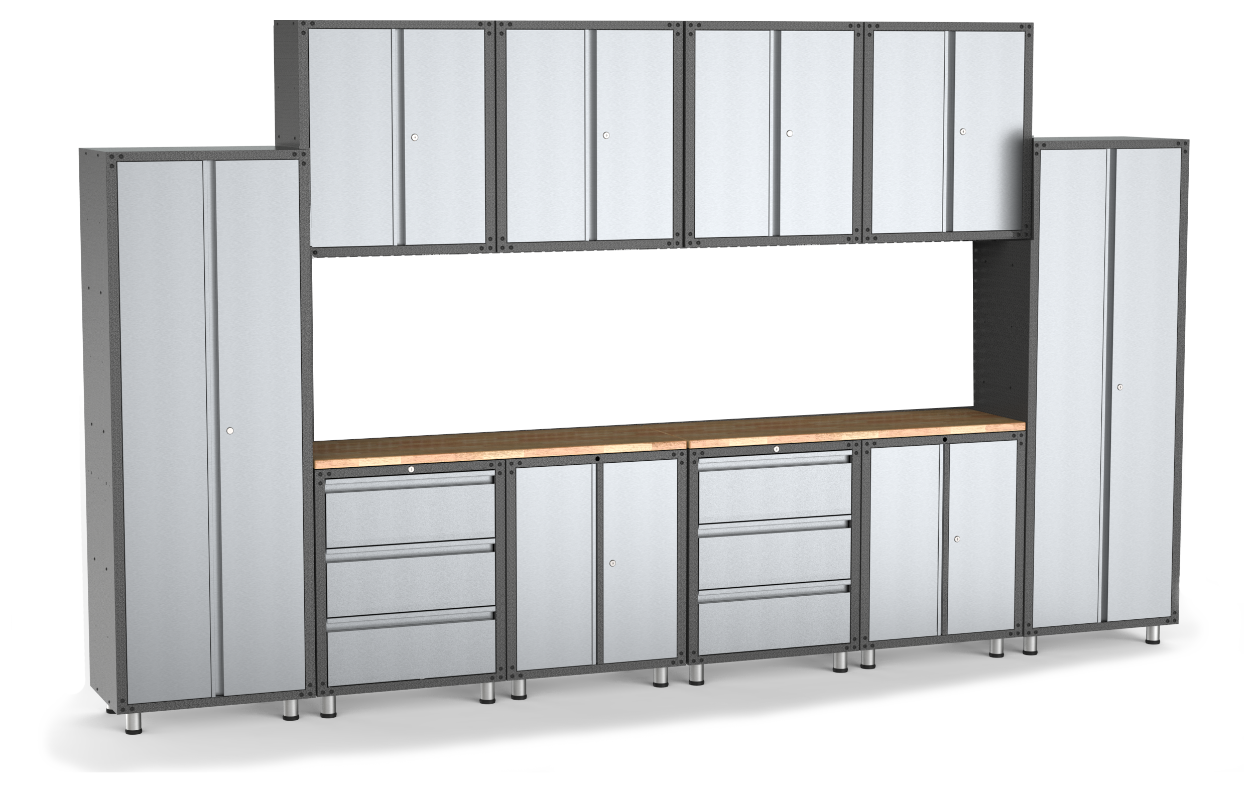 SignatureLine Garage Series: Deluxe Workshop with 10 Metal Cabinets