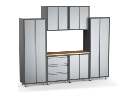 SignatureLine Garage Series: </p>Deluxe Workshop with 6 Metal Cabinets